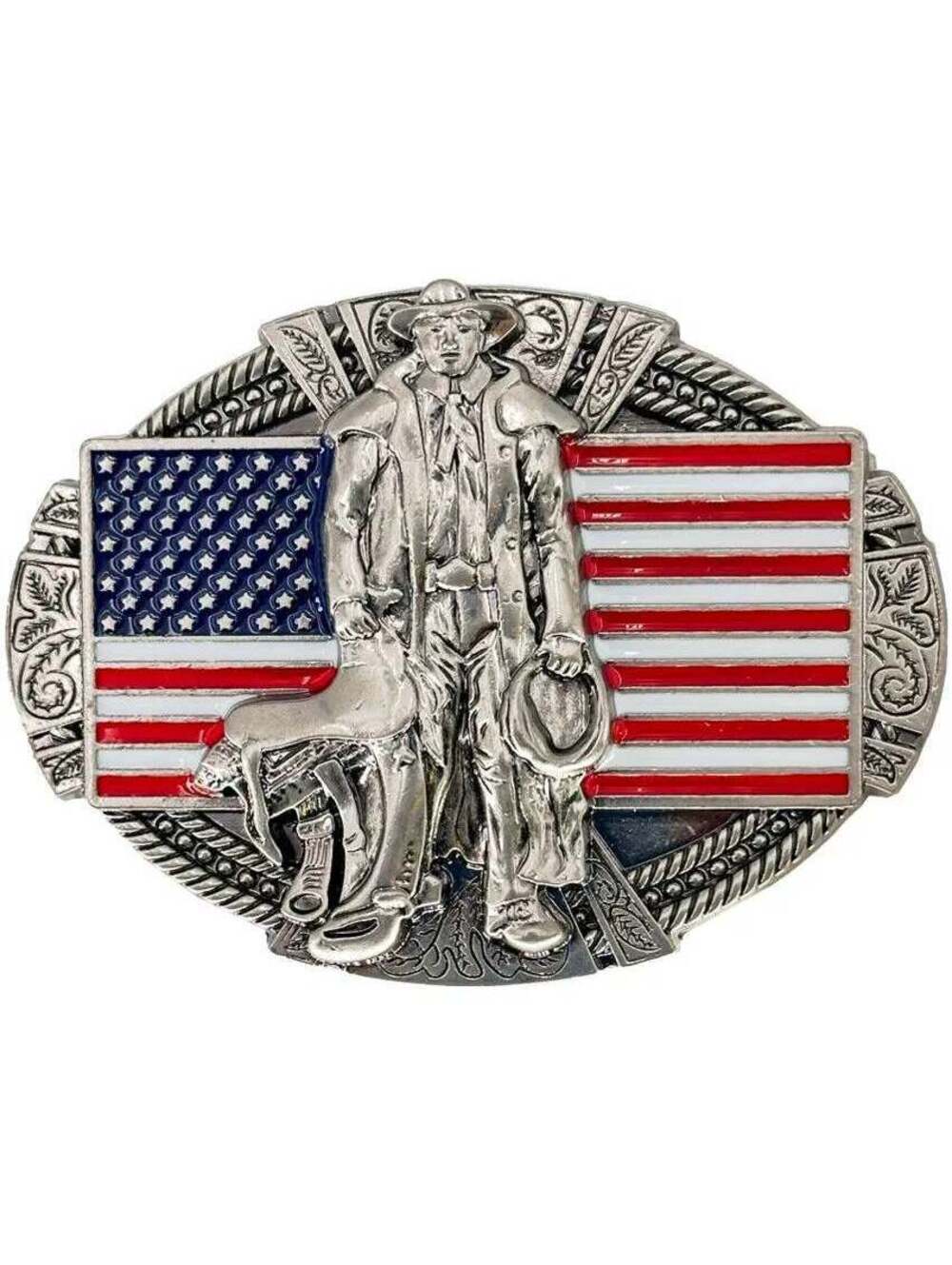 American Flag Cowboy Belt Buckle